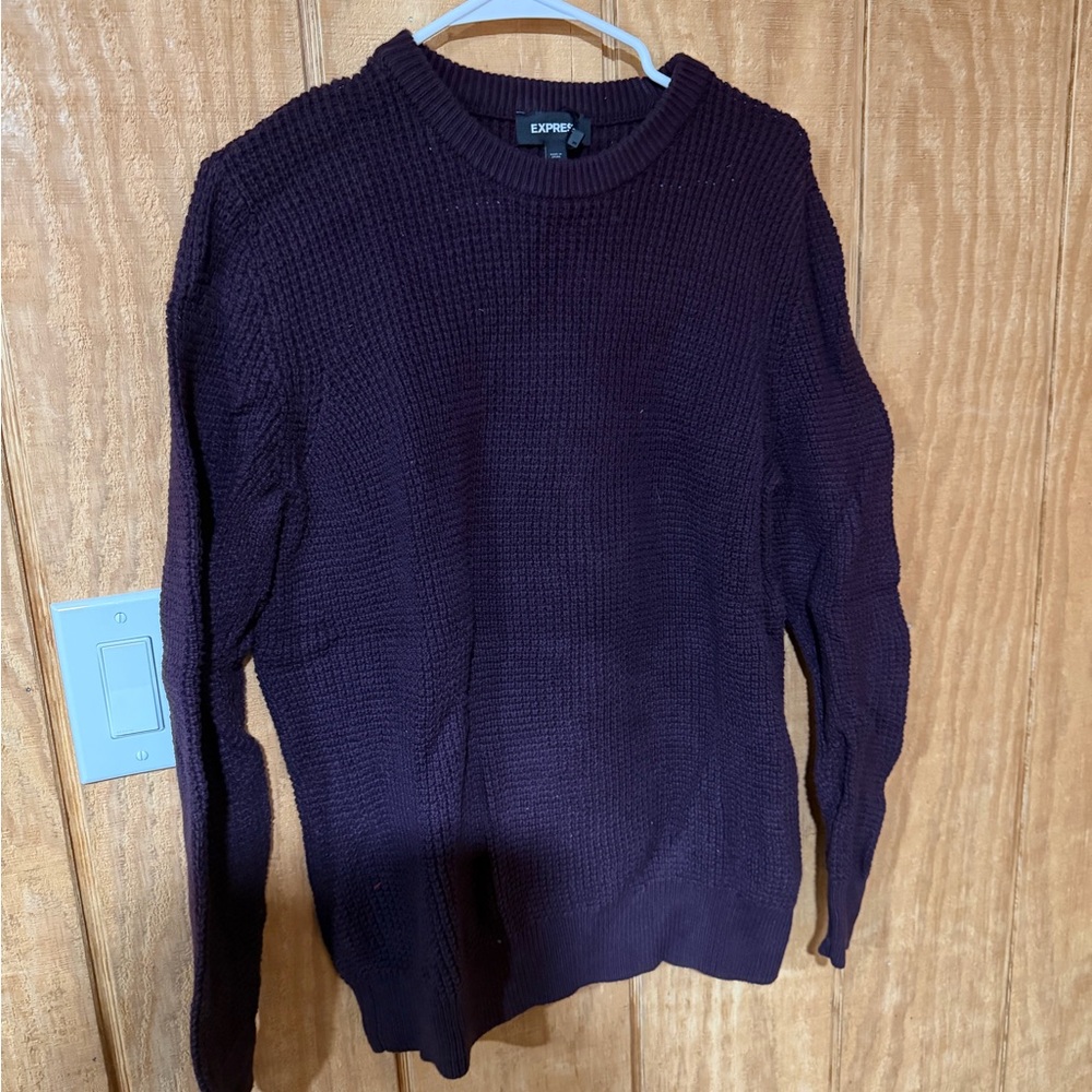 Express Men's Deep Purple Crewneck Sweater